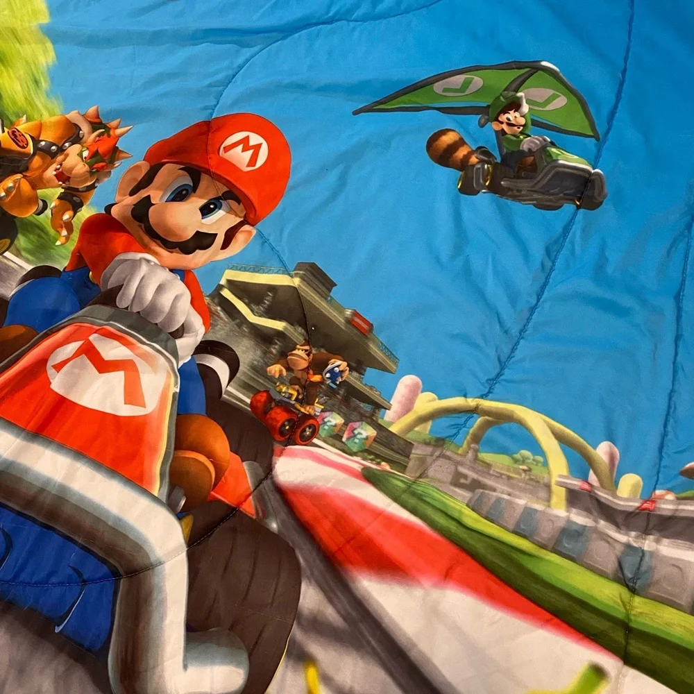 Mario Kart 7 Twin Size Bedding Reversible Comforter 64X86 Mario Bros Blanket